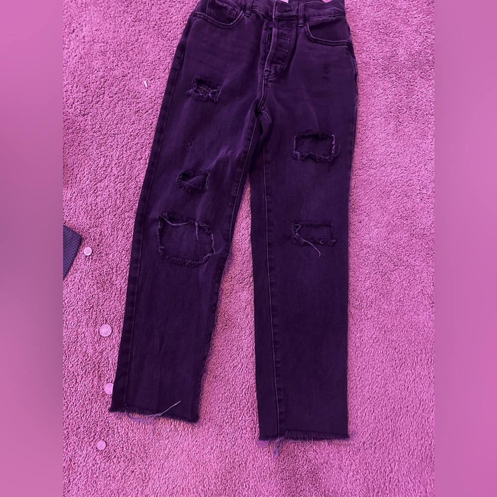 Black high rise straight jeans